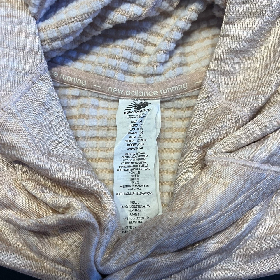 Sudadera con capucha New Balance Heat Running XL rosa apagado manga larga agujeros para los pulgares para mujer Foto 3 de 4