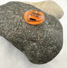 Art Handmade Murano Style Glass Statement Ring Orange Shimmer Size 7