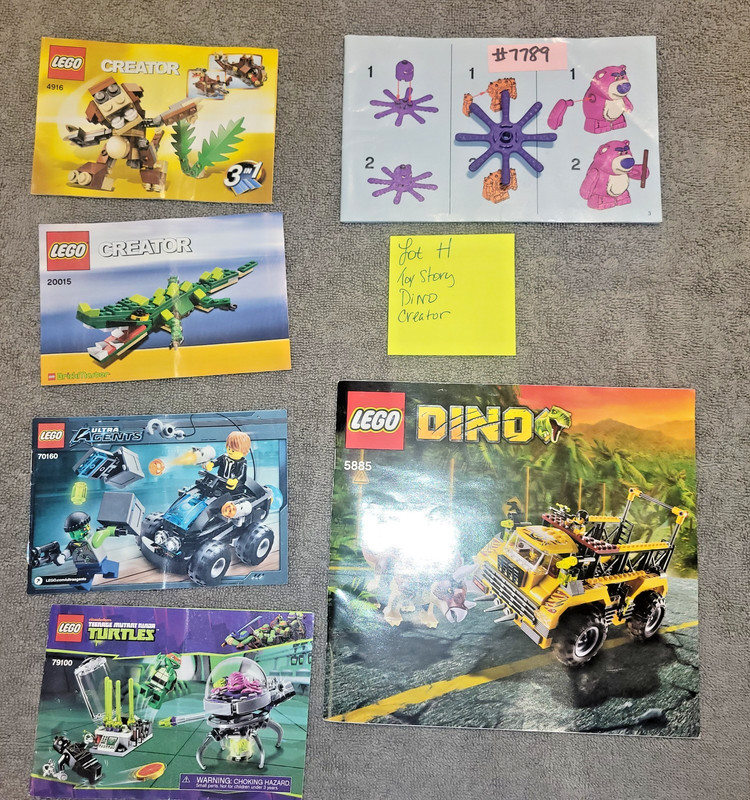 Lot of 6 Assorted Lego Manuals/Booklets Only Creator, Dino, Toy Story Lot H