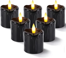 2" X 2" Black Melted Realistic Battery Operated Fake Candles with Timer, 400+Hou