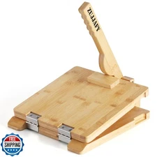 ZUJJAFY Tortilla Press 10 Inch Bamboo Tortilla Maker with 50pcs Parchment Pap