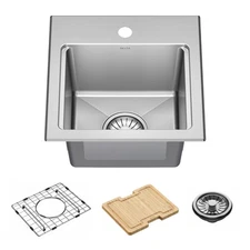 Delta Emery 15" Drop-In Sink – SS, WorkFlow Ledge, Single-Certified Refurbished