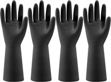 4 Pairs Rubber Kitchen Dishwashing Gloves - Reusable Household Cleaning Gloves f