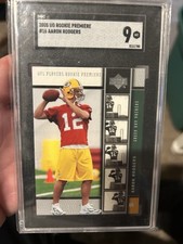 2005 Upper Deck NFL Rookie Premiere Aaron Rodgers SGC 9 RC Card #16 Packers. rookie card picture