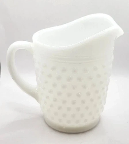 Vintage Anchor Hocking Hobnail Pitcher Creamer White Milk Glass Pitcher 