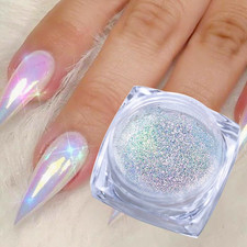 1 Box Holographic Nail Glitter Powder Rainbow Color Neon Effect Nail Art Flakes