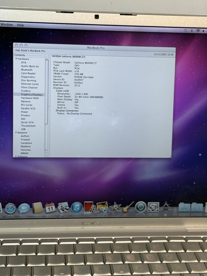 Apple MacBook Pro 15” (2.4GHz Core 2 Duo / 4GB RAM No PSU - Image 3 of 4