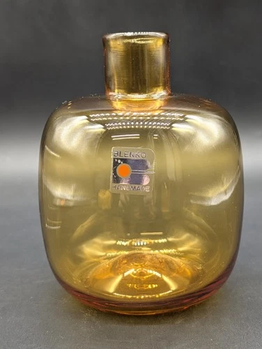 Vintage MCM Blenko Glass 6424 Wheat Candle Holder Vase  Joel Myers Style