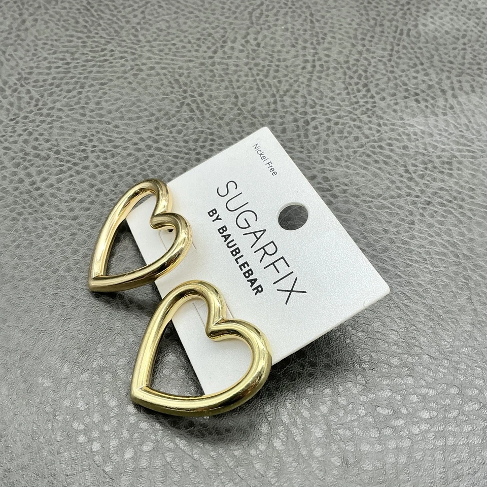 Pendientes de aro Sugarfix by BaubleBar corazón abierto para mujer tono dorado sin níquel Foto 4 de 4