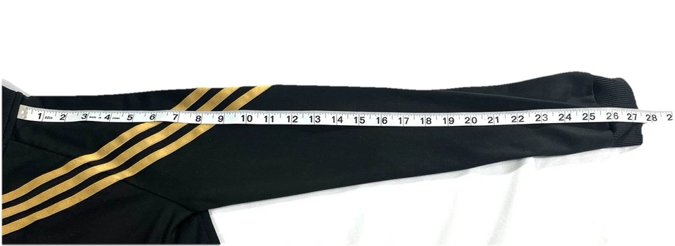 Jaqueta Adidas Track Feminina S Ouro Preto 3 Listras Zíper Completo Estilo Retrô - Imagem 4 de 4