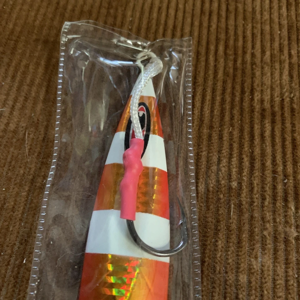 Orange /white Fast Pitch Jig Saltwater Fishing Vertical Jig Lure With Glow Hook - Image 3 of 4