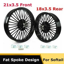 For Harley Softail Fatboy Flstf Deluxe Flstn 21x3.5 18x3.5 Fat Spoke Wheels Rims