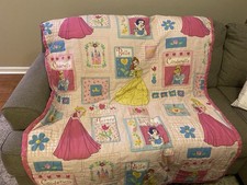 Handmade Disney Princesses Quilt Blanket Large Needs Binding Repair 52 X 69  