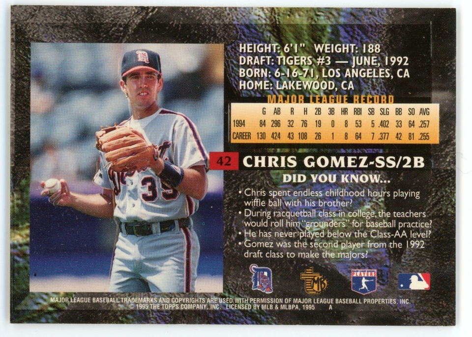 1995 Topps Embossed Golden Idols Chris Gomez Card #42 | eBay