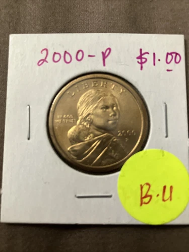 2000 P Sacagawea One Dollar Coin US Liberty Gold Color Philadelphia