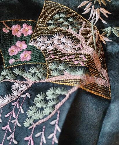 CALIDAD DE COLECCIÓN Jing Hong Japonés SILKY Kimono Bata Asiática Oriental Verde TALLA ÚNICA - Imagen 13 de 14