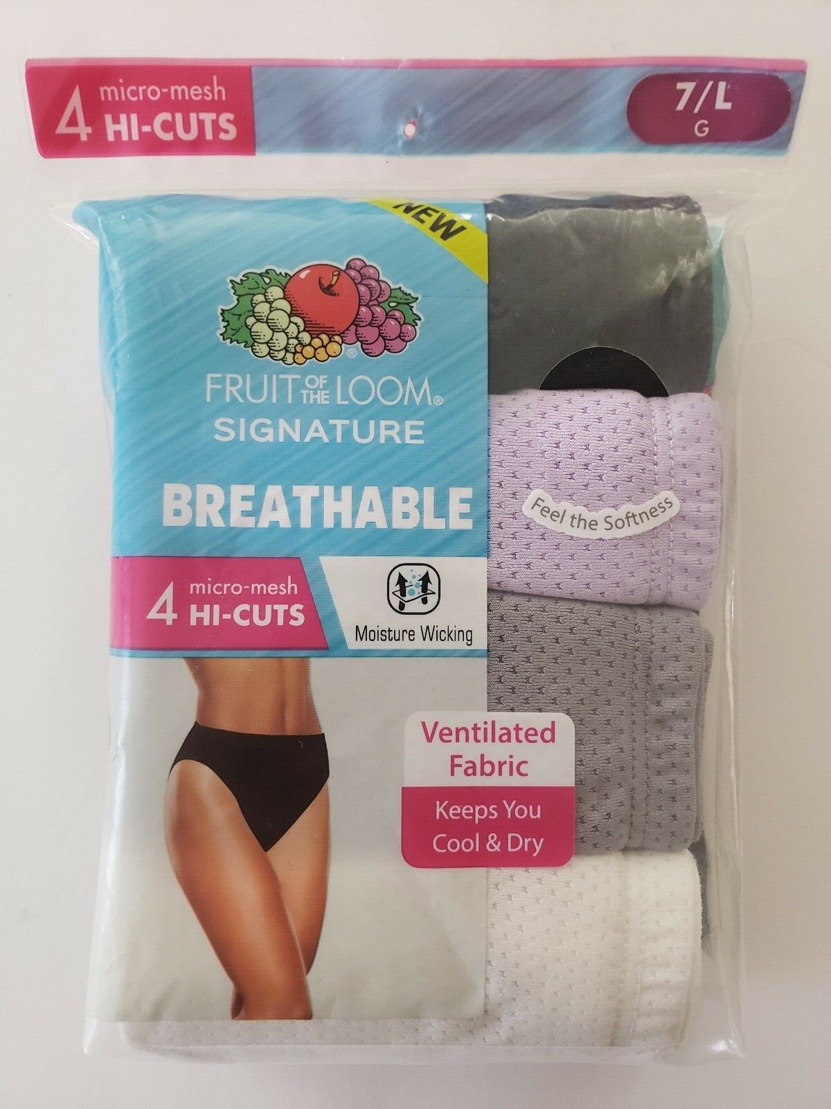 Fruit of the Loom 4-pack Signature Breathable Micro-Mesh Hi-cut Panties  (Lilac)