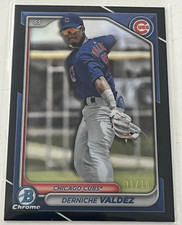 2024 Bowman Chrome Prospects #BCP-7 Black Derniche Valdez 1/10 (SP,RC)  Bookend