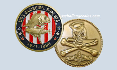 USS Bluefish SSN 675 Submarine Challenge Commemorative Coin Jolly Roger USN Sub