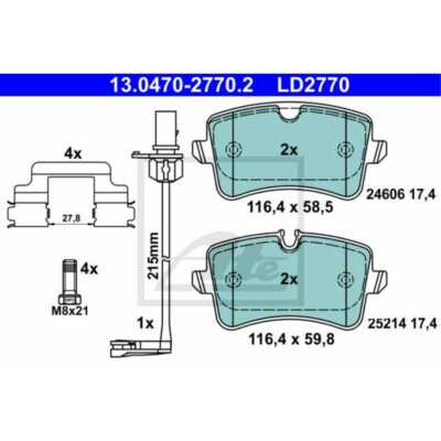Pastiglie Freno ATE 13.0470-3855.2 – Kit 4 Pezzi Per Citroën C3, DS3, Peugeot 2008 E 208, Sistema Bosch, Senza Sensore Usura