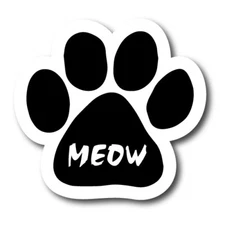 Meow Pawprint Car Magnet 5" Paw Print Auto Truck Decal Magnet