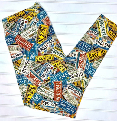 OS LuLaRoe Leggings ~ LICENSE PLATES PATTERN ~ Sizes 2-10, ONE SIZE