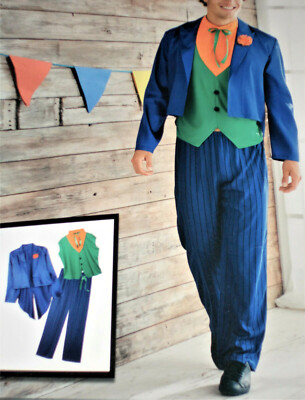 3 tlg. Herren Kostüm JOKER Gr.M 48/50 Fasching Karneval Mottoparty NEU