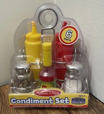 Melissa  Doug Condiments Set 6 Pieces Salt Pepper Ketchup Caddy Gift Toy