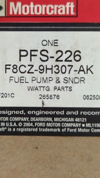 全新 原始设备制造商 正品 福特 燃油泵 发送单元 1998 Escort Tracer F8CZ-9H307-AK — 第 2/4 张图片