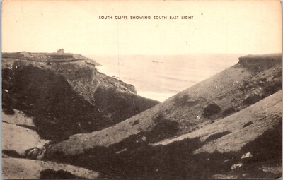 South Cliffs Showing South East Light Block Island RI Unposted 1910 Postcard C96