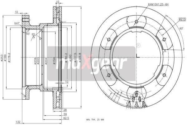 2X Maxgear 19-3356 Bremsscheibe Passend FüR Iveco-image