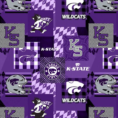 Official Licensed Kansas State Wildcats Geometric Minky Fabric