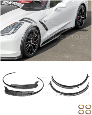For 14-19 Corvette C7 Z06 CARBON FLASH Front Rear Quarter Fender Flare Extension