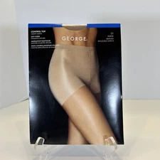George Control Top Sandalfoot Pantyhose Nude 2X Silky Sheer USA#4818 NIP
