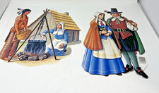 Vintage Beistle Thanksgiving Pilgrim Die Cut Decorations Made in USA Fall Decor