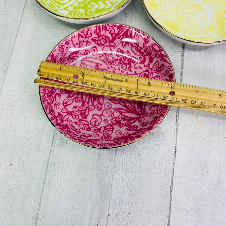 Juego de 3 cuencos de postre de frutas de porcelana con adornos dorados coloridos Lilly Pulitzer Target XXO Foto 3 de 4