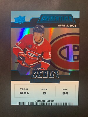 Jordan Harris 2022-23 Upper Deck Credentials Blue Debut Ticket Access /99 #163