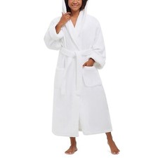 Unisex Terry Toweling Hooded Bathrobe Luxury Dressing Gown Long Nightwear Robe