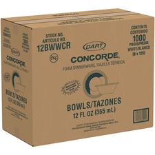 Dart 12BWWCR 12 oz Foam Bowls – Laminated, Soak/Cut Resistant – 1,000 Ct Bulk
