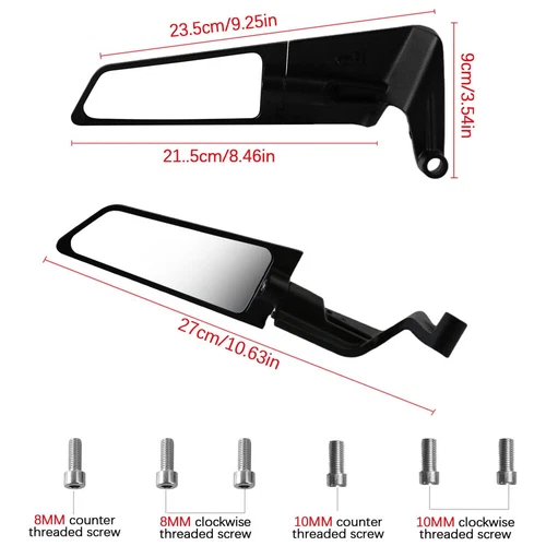 Wind Swivel Wing RearView Side Mirror For Yamaha MT07 MT09 MT10 MT-10SP MT-25 AU - Picture 6 of 17