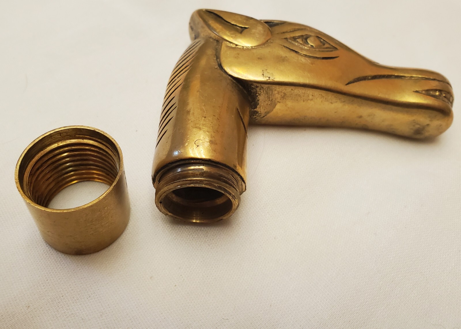 Vintage Solid Brass Threaded Horse Head Cane Hand… - image 7