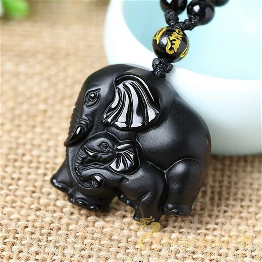 Obsidian elephant best sale pendant
