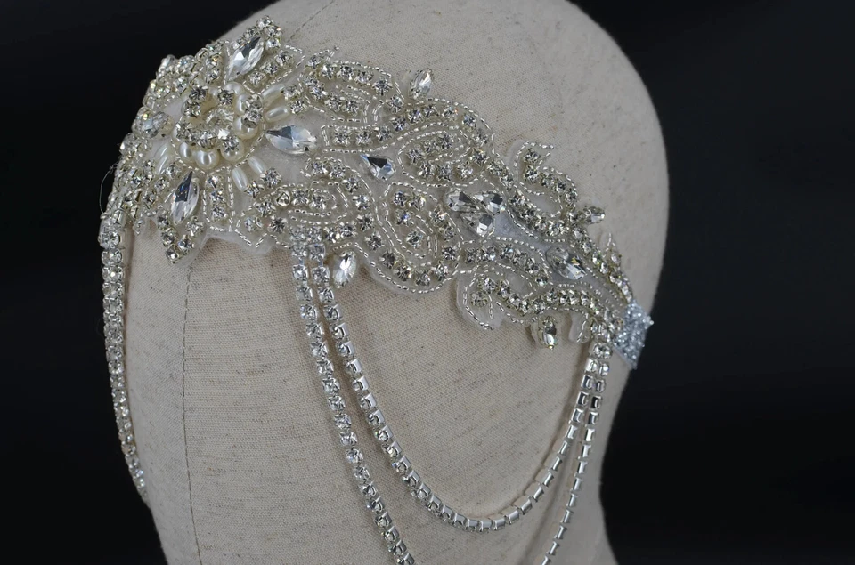 Chain 1920s Wedding Crystal Headband  Bridal Headpiece flapper Gatsby Headband - image 2 of 4