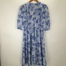 California Looks Dress Women's 8P Floral Lavender Vintage Half Sleeves