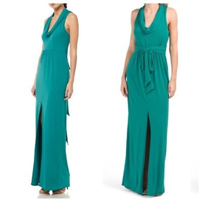 Women's Halston Heritage Cowl Neck Column Gown, Size Small - Green Women's Halston Heritage Cowl Neck Column Gown, Size Small - Green