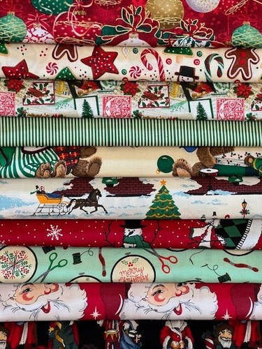Quilting Fabric Lot - Christmas Holiday Winter, 10 Fat Quarters + 1 FREE!