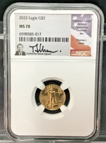2023 American Gold Eagle 1/10 oz $5 - NGC MS70 Thomas Uram Signed