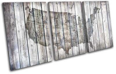 Tableau Mural New York Vintage Sur Toile - Style Moderne Bois - Impression Art Photo - Neuf