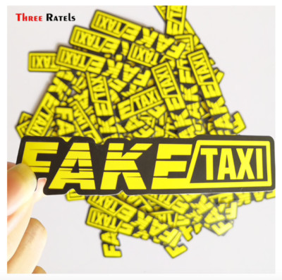 Three Ratels 50Pcs Funny Fake Taxi Logo PVC Waterproof Window Laptop Trunk Auto