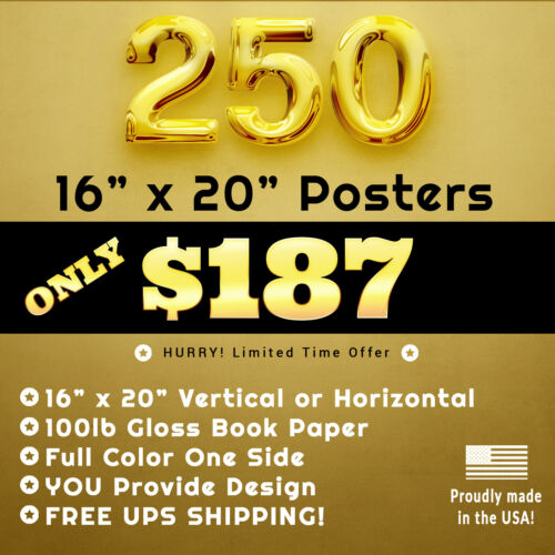 250 ✪ 16" x 20" Custom Posters Printed ✪ Full Color ✪ Glossy ✪ Free Shipping - Afbeelding 1 van 8